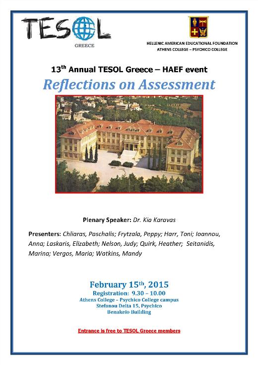 13th Annual TESOL Greece – HAEF event Reflections on Assessment